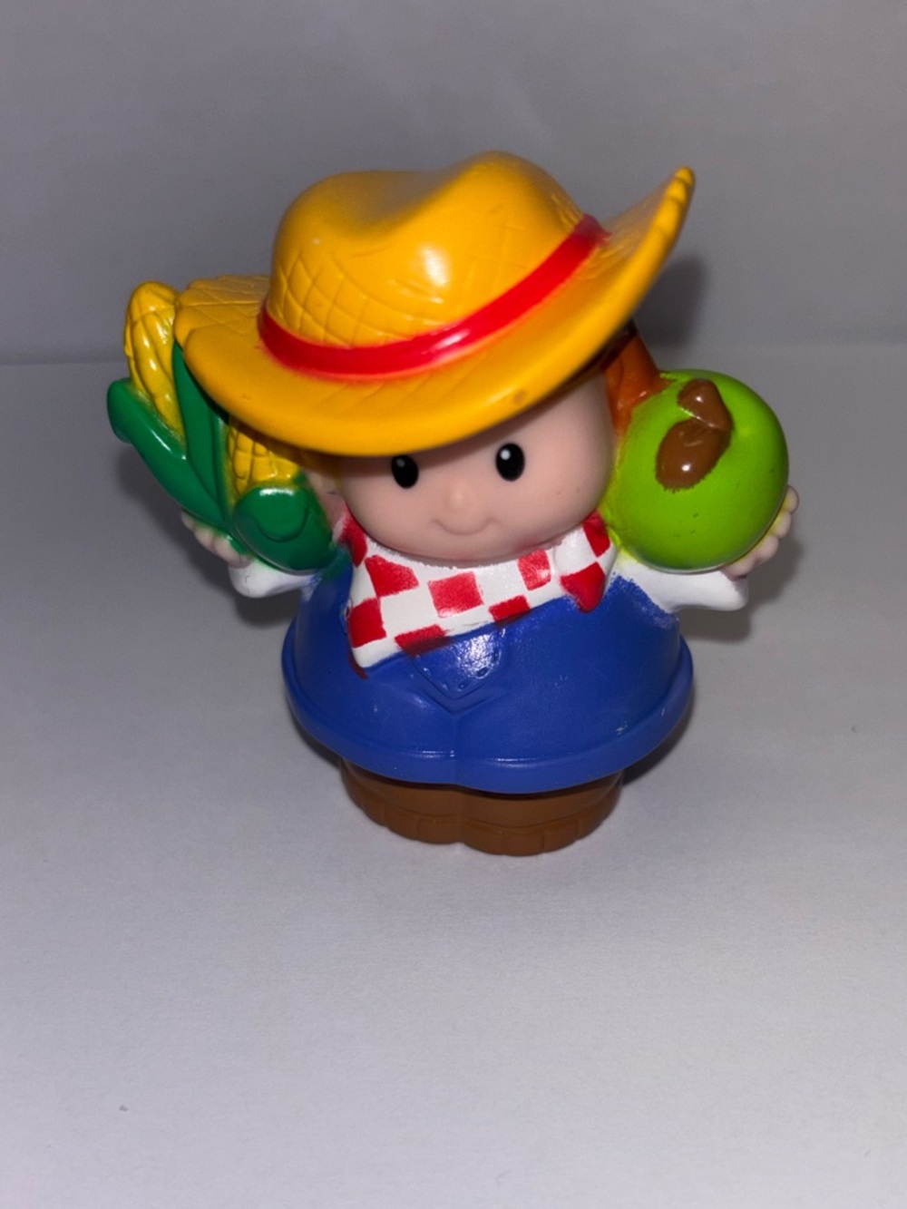 2008 VTG Fisher Price Little People  Farmer Jed with Corn and Green Apple
